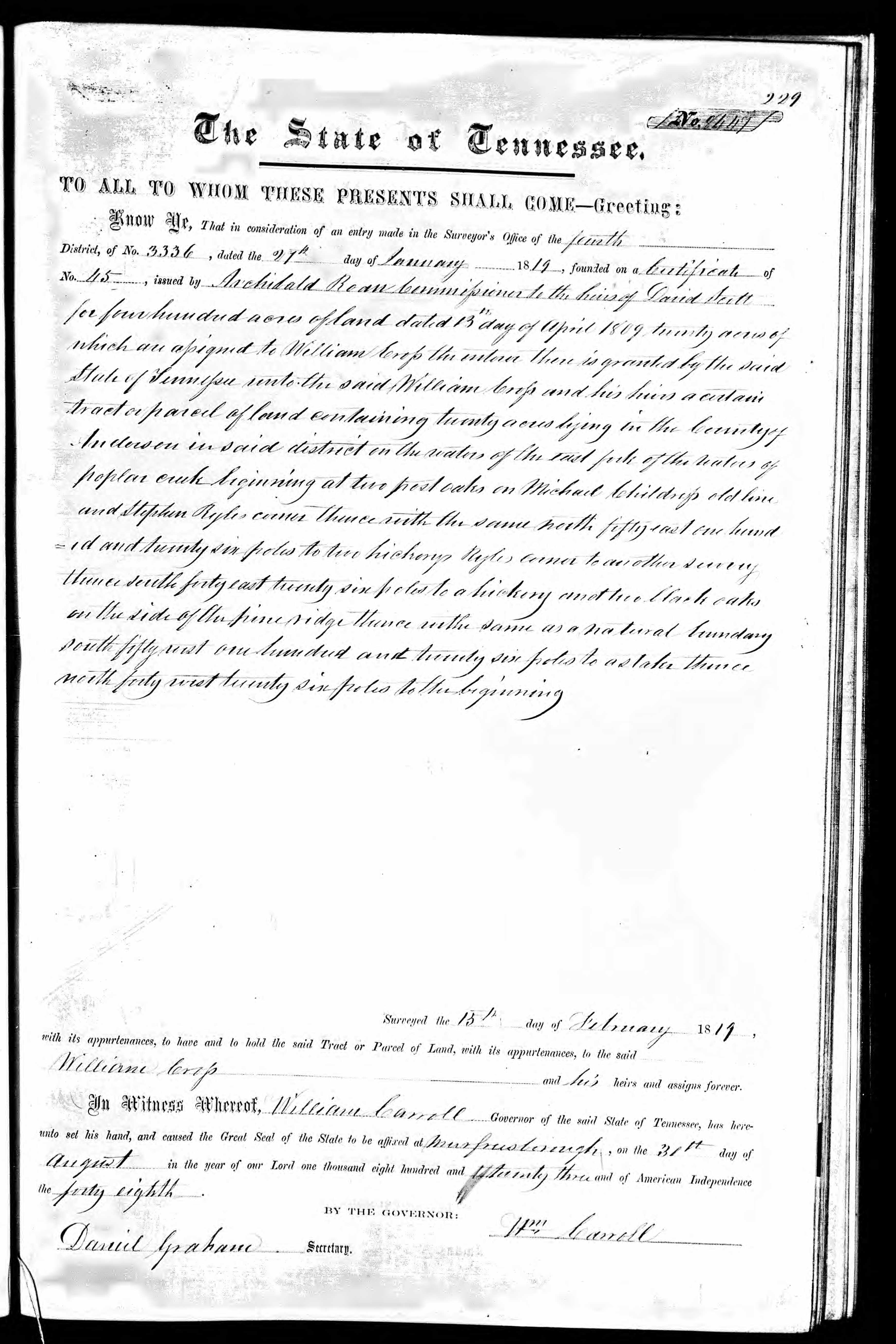 1847 Deed, Anderson County, Tennessee, Mary and Jesse Cross