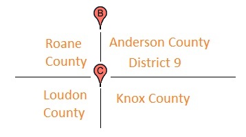 Conceptual map of the southwest corner of Anderson County