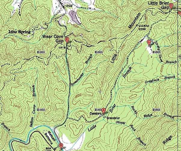 Map of Little Brier Gap Trail